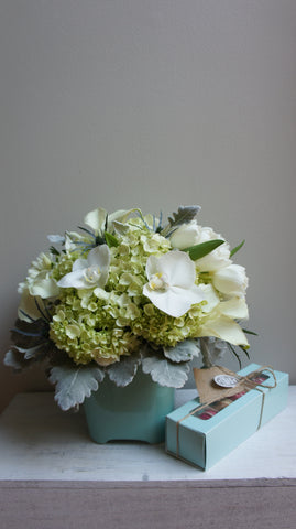Green and White Arrangement