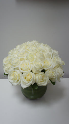 Modern White Rose Arrangement